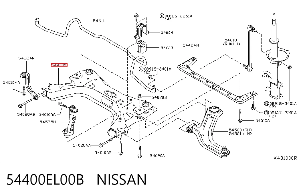 Viga de suspensão dianteira (plataforma veicular) para Nissan Tiida C11X