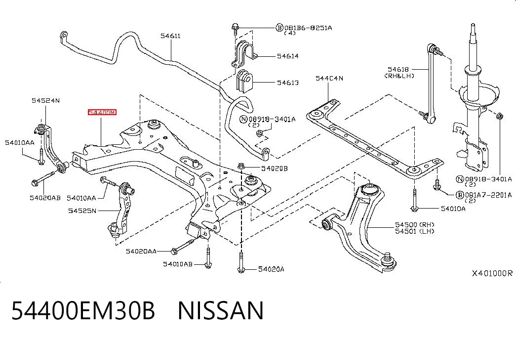 Viga de suspensão dianteira (plataforma veicular) para Nissan Tiida SC11X