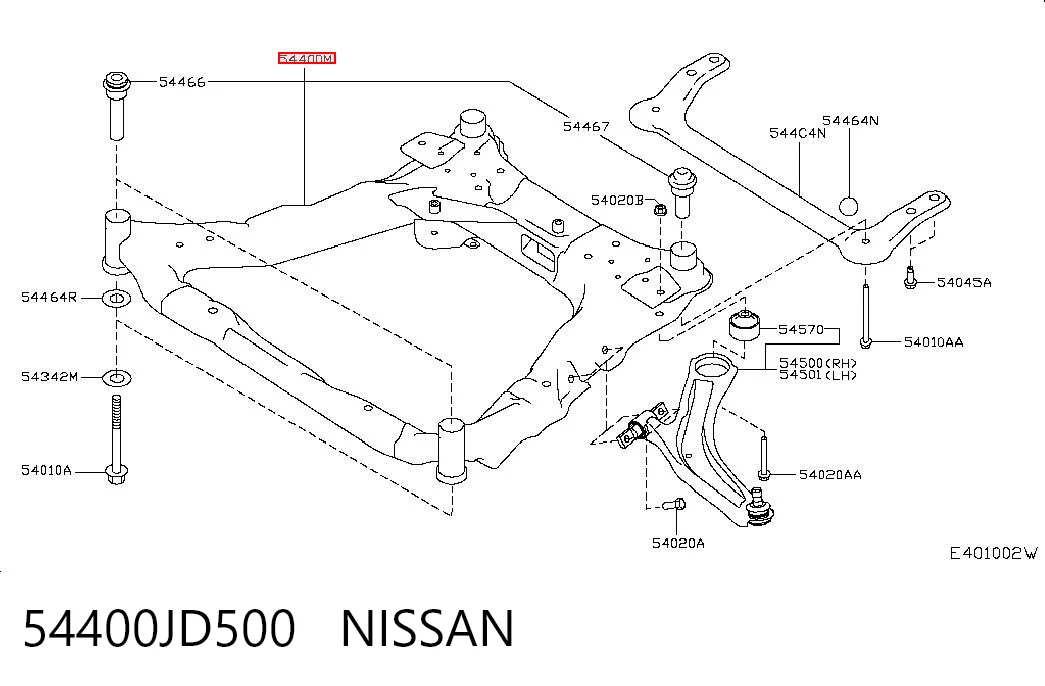 Viga de suspensão dianteira (plataforma veicular) Nissan Qashqai I J10