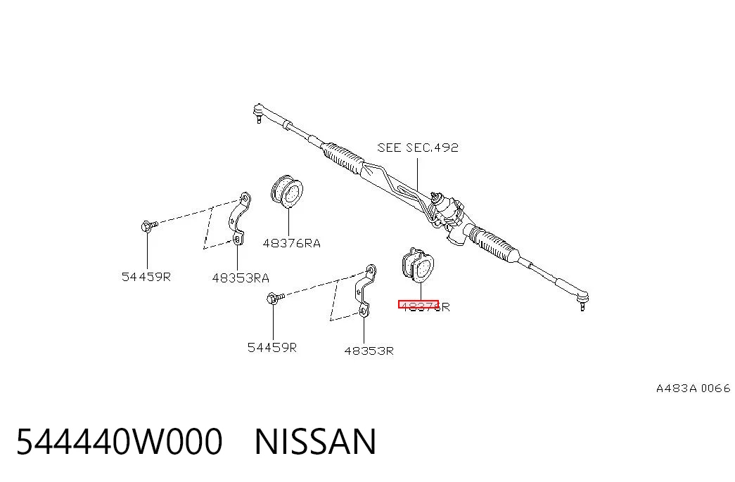 544440W000 Nissan/Infiniti Bucha de fixação direita da cremalheira da direção