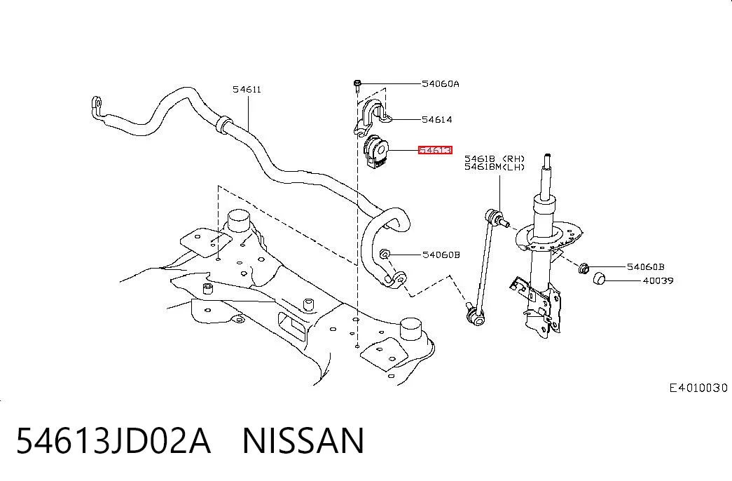 54613JD02A Nissan/Infiniti Bucha de estabilizador dianteiro
