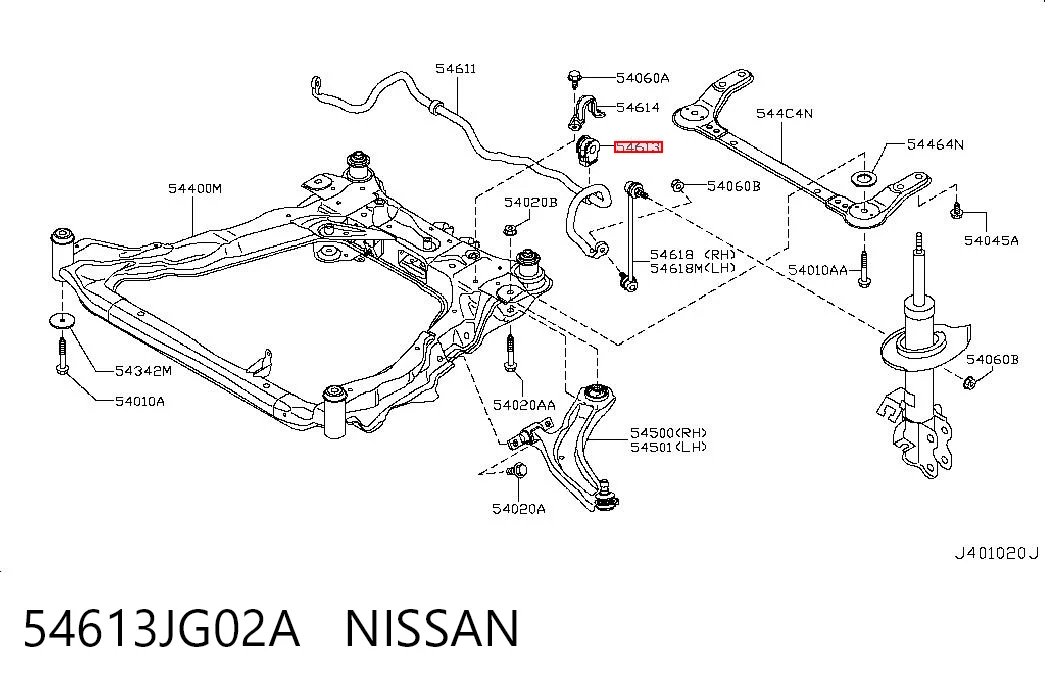 54613JG02A Nissan/Infiniti Bucha de estabilizador dianteiro