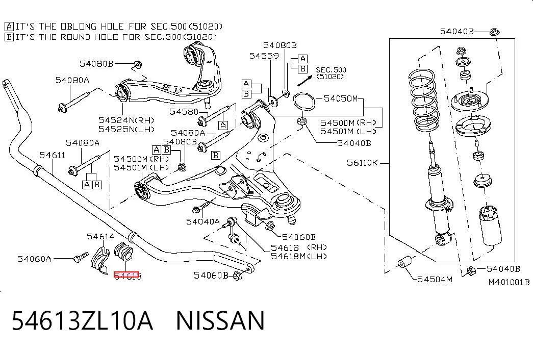 54613ZL10A Nissan/Infiniti Bucha de estabilizador dianteiro