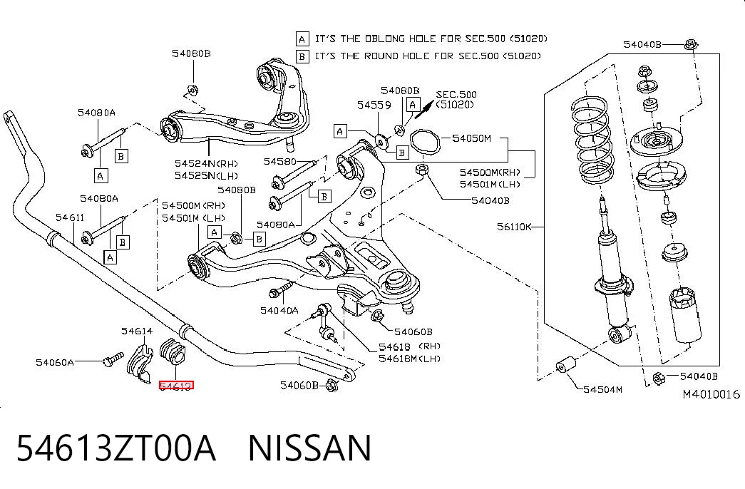 54613ZT00A Nissan/Infiniti Bucha de estabilizador dianteiro