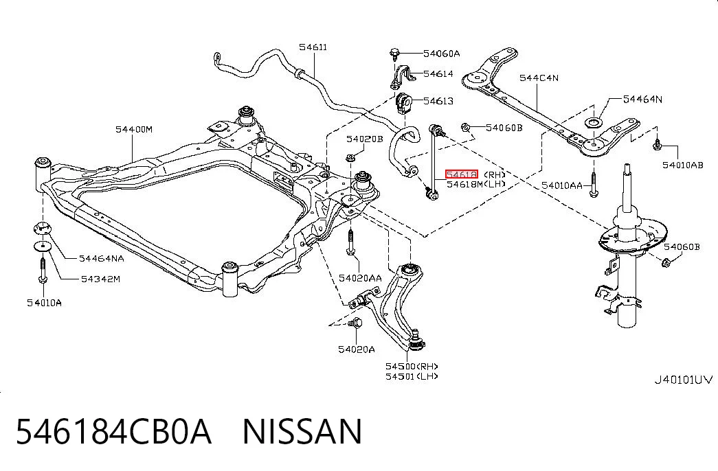 546184CB0A Nissan/Infiniti Montante direito de estabilizador dianteiro