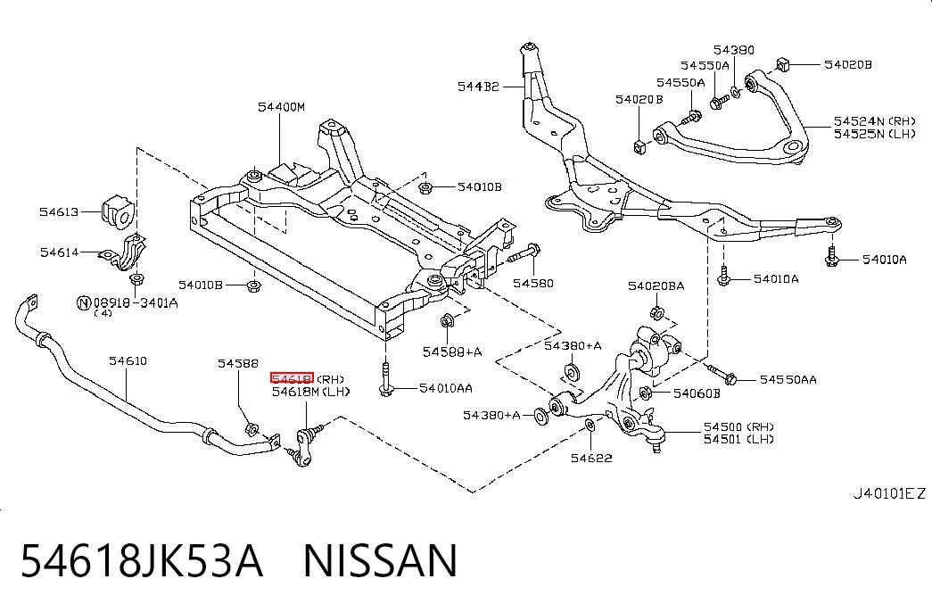 54618JK53A Nissan/Infiniti Montante direito de estabilizador dianteiro