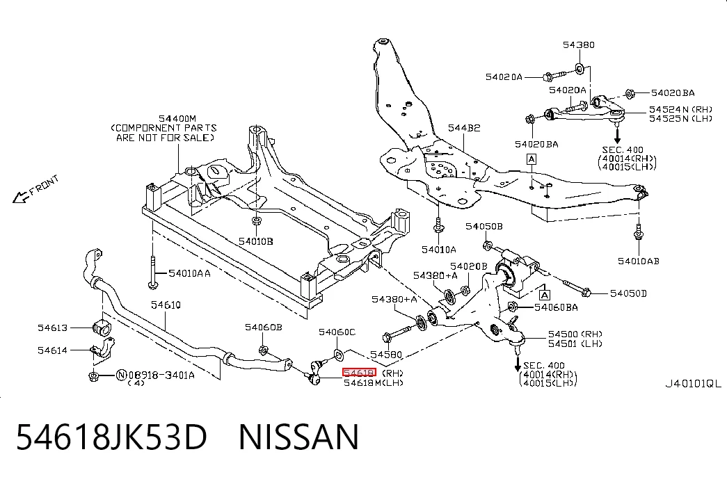 54618JK53D Nissan/Infiniti Montante direito de estabilizador dianteiro