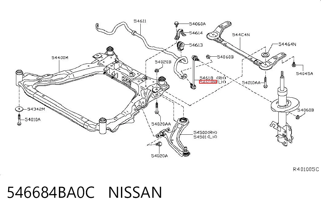546684BA0C Nissan/Infiniti Montante esquerdo de estabilizador dianteiro