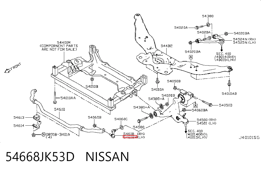 54668JK53D Nissan/Infiniti Montante esquerdo de estabilizador dianteiro
