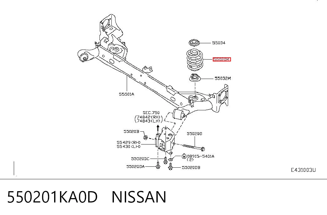 Mola traseira para Nissan JUKE JPN F15