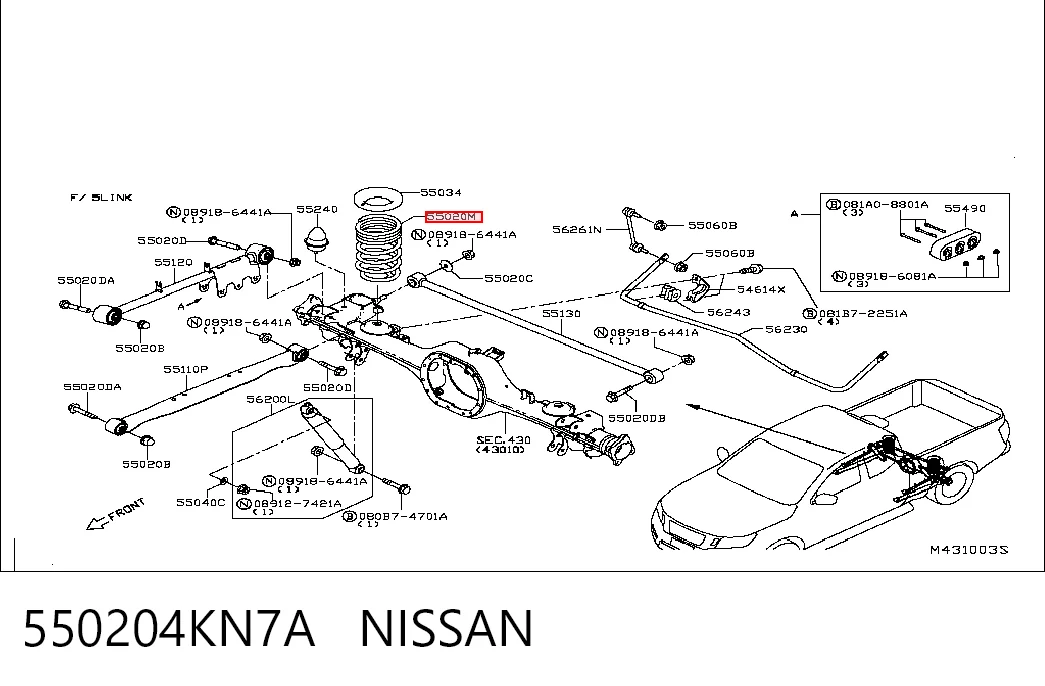  Mola traseira Nissan Navara NP300 IV pick-up (D23, D23T) (2014 - 2021) NP300 IV