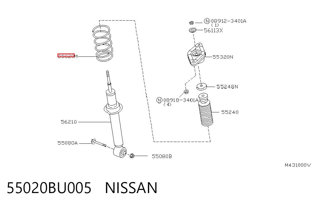 Mola traseira para Nissan Almera V10