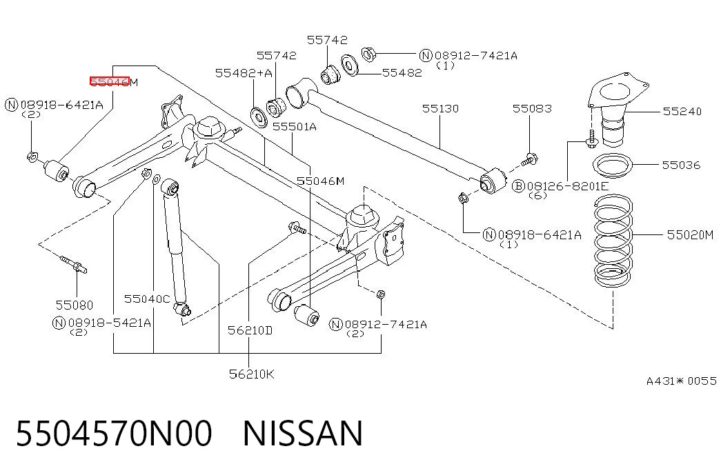 Bloco silencioso de viga traseira (de plataforma veicular) para Nissan Primera W10