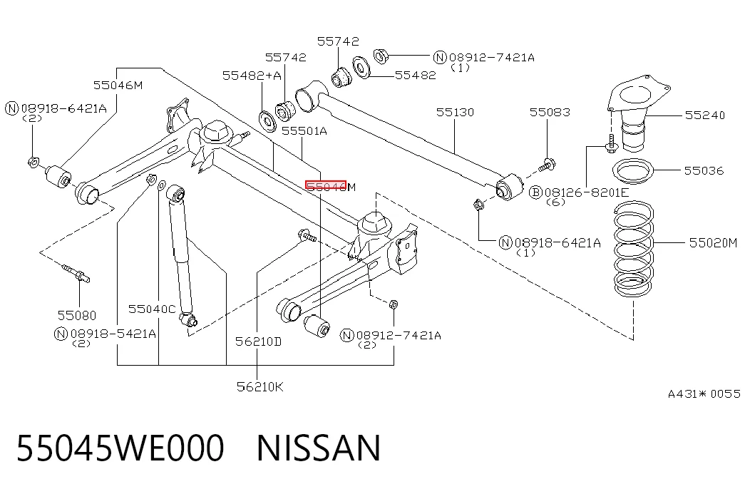  Bloco silencioso de viga traseira (de plataforma veicular) Nissan Primera carrinha (W10) (1990 - 1996) 