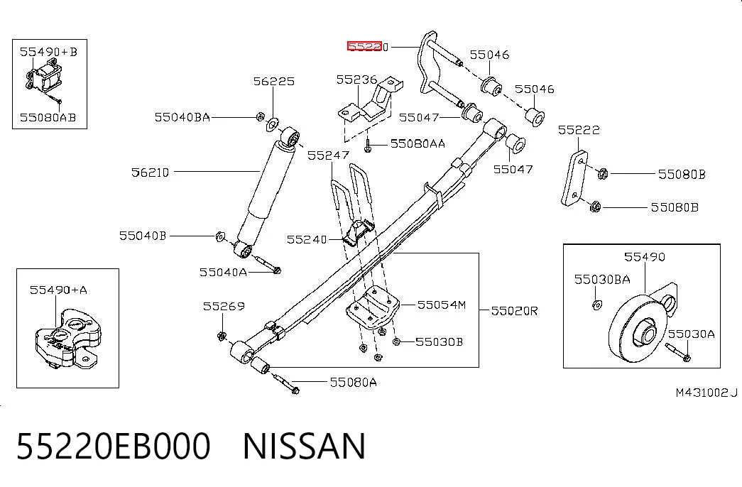 55220EB000 Nissan/Infiniti Argola da suspensão de lâminas traseira
