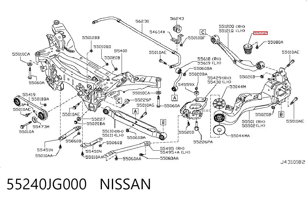 55240JG000 Nissan/Infiniti Pára-choque (grade de proteção) de amortecedor traseiro