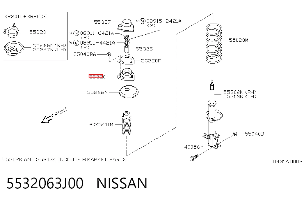 Suporte de amortecedor traseiro para Nissan Primera P10