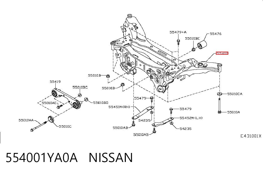 Viga de suspensão traseira (plataforma veicular) para Nissan Qashqai +2 I J10