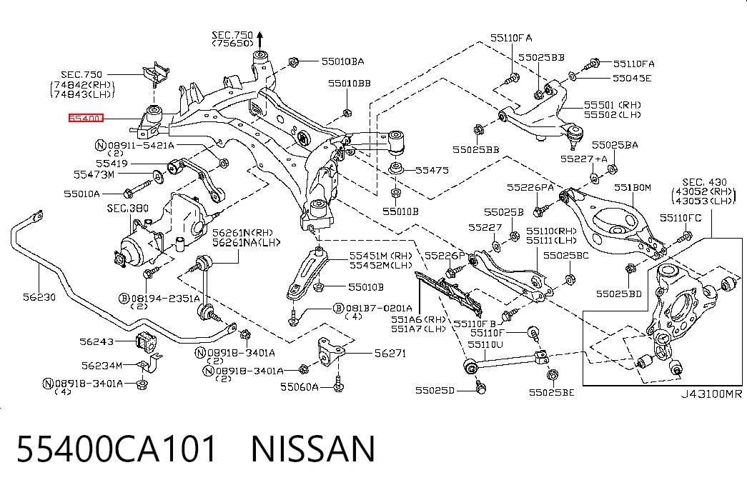 Viga de suspensão traseira (plataforma veicular) Nissan Murano  Z50 ao melhor preço