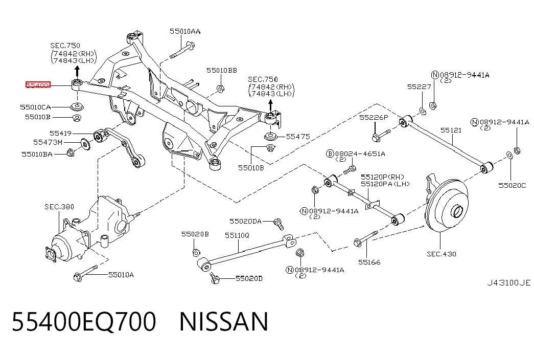  Viga de suspensão traseira (plataforma veicular) Nissan X-Trail SUV (T30) (2001 - 2007) 