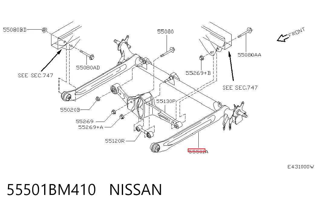 Viga de suspensão traseira (plataforma veicular) Nissan Almera II N16
