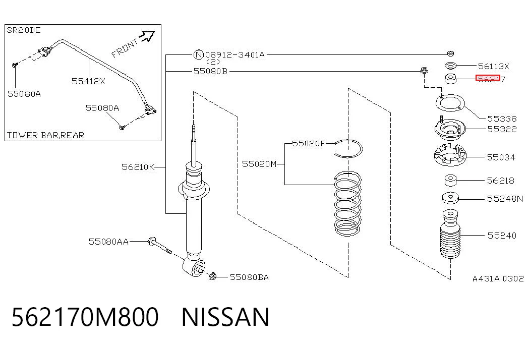 Suporte de amortecedor traseiro para Nissan Primera P10