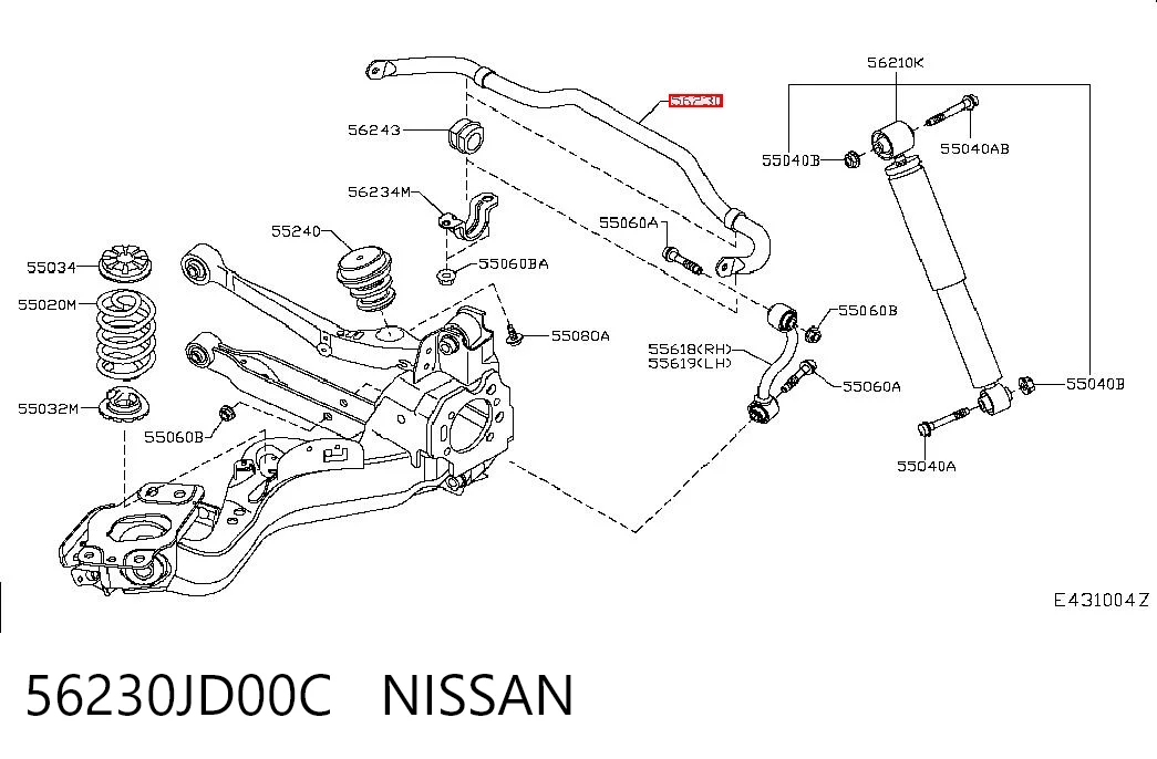 Estabilizador traseiro para Nissan Qashqai I J10