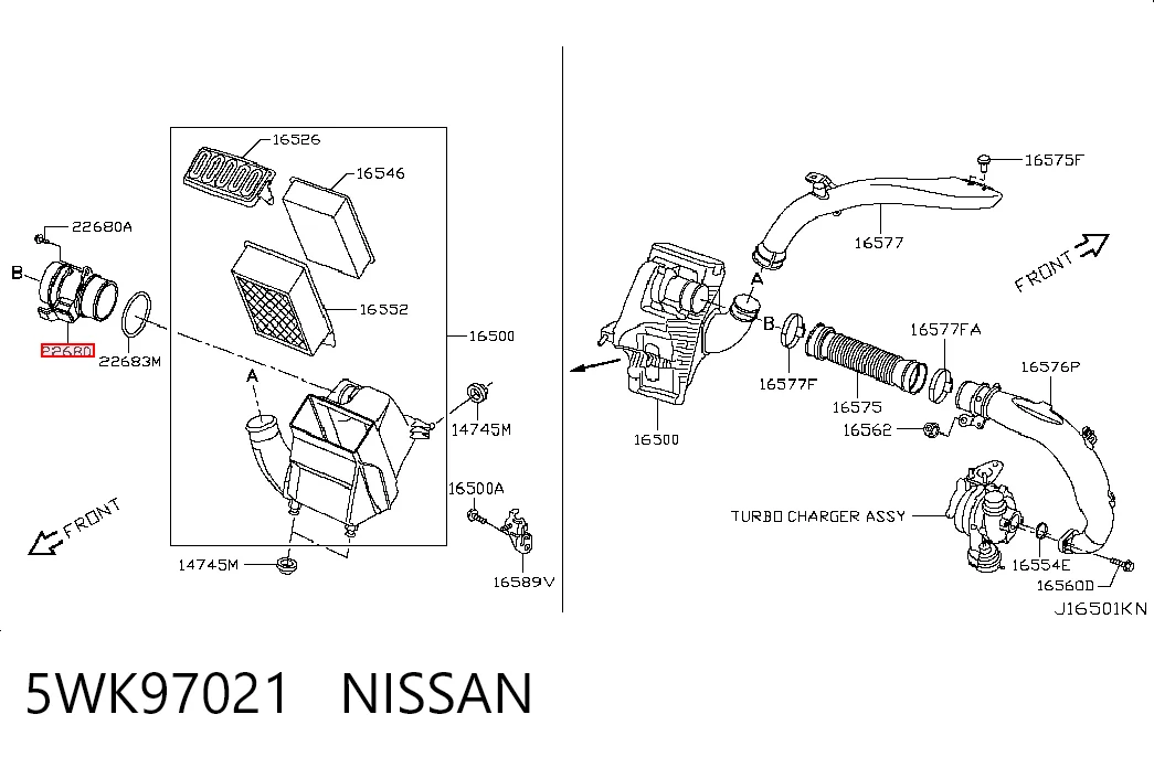 5WK97021 Nissan/Infiniti Sensor de fluxo (consumo) de ar, medidor de consumo M.A.F. - (Mass Airflow)