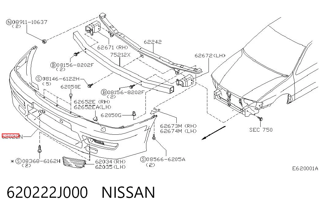 Pára-choque dianteiro para Nissan Primera  P11