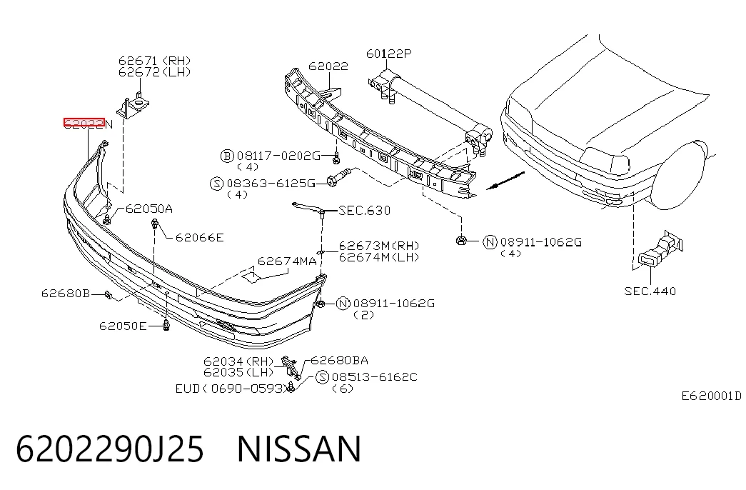 Pára-choque dianteiro Nissan Primera preço, a partir de 82,20 USD