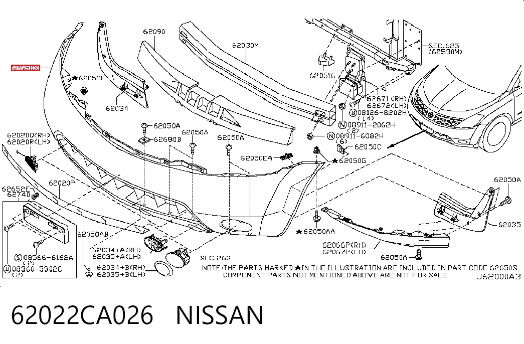  Pára-choque dianteiro Nissan Murano SUV (Z50) (2004 - 2008) 