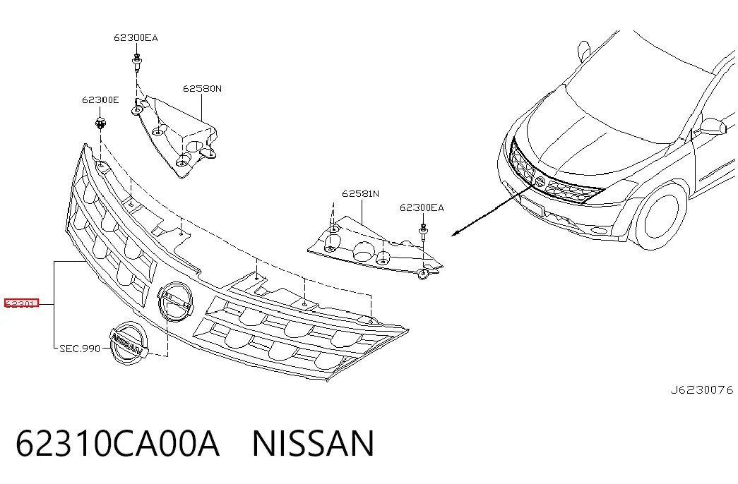 Grelha do radiador Nissan Murano Z50 ao melhor preço