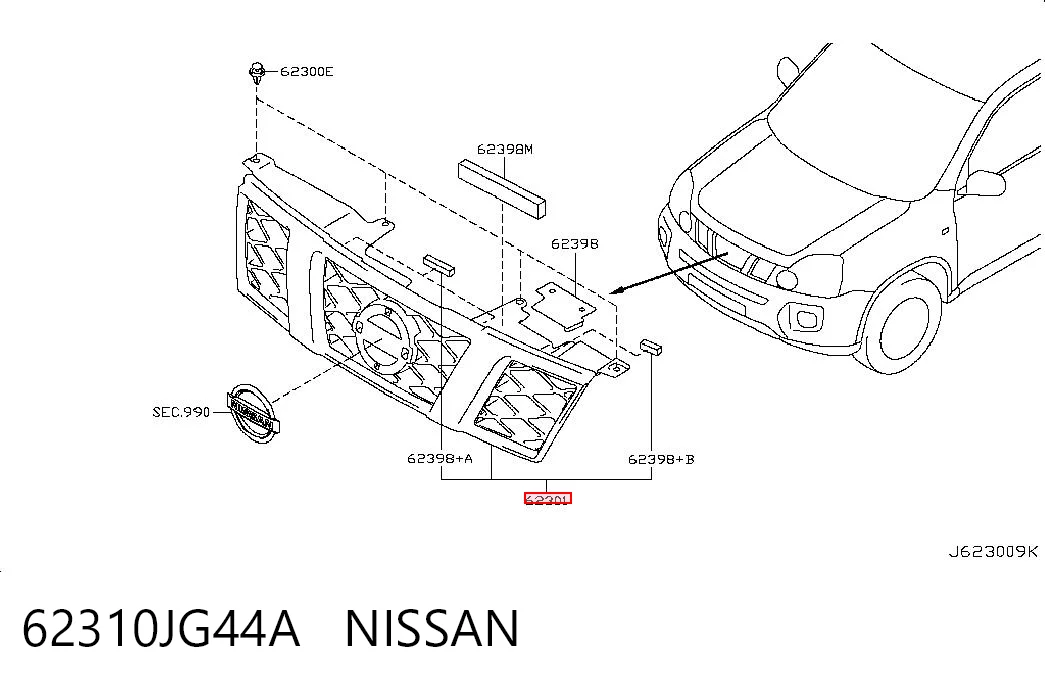 Grelha do radiador para Nissan X-Trail  T31