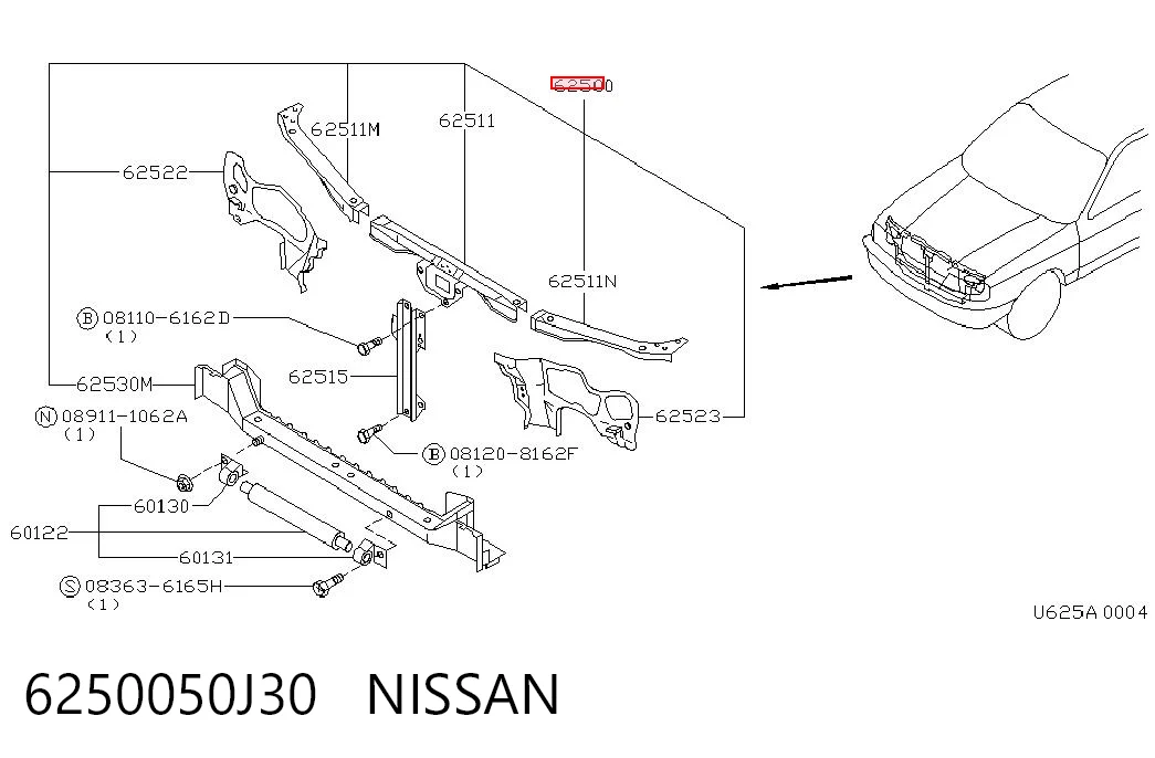 Suporte do radiador montado (painel de montagem de fixação das luzes) Nissan Primera  P10 ao melhor preço