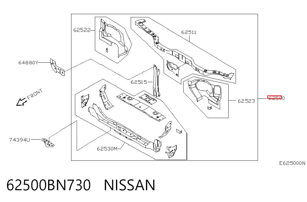  Suporte do radiador montado (painel de montagem de fixação das luzes) Nissan Almera II sedan (N16) (2000 - 2006) II