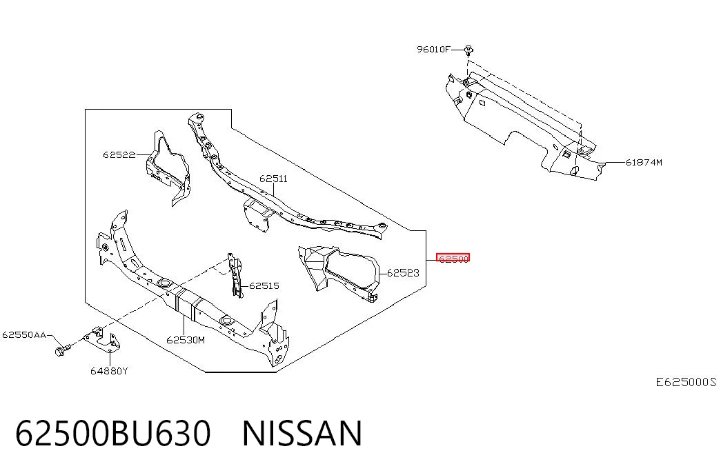 Suporte do radiador montado (painel de montagem de fixação das luzes) Nissan Primera  P12