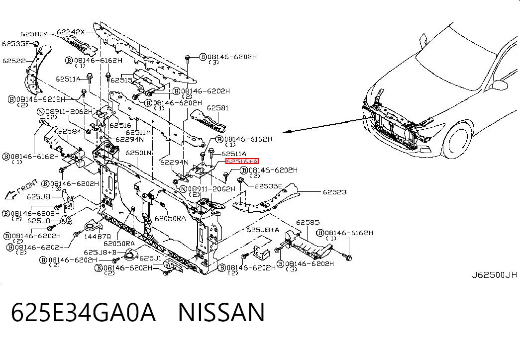 625E34GA0A Nissan/Infiniti Apoio da capota