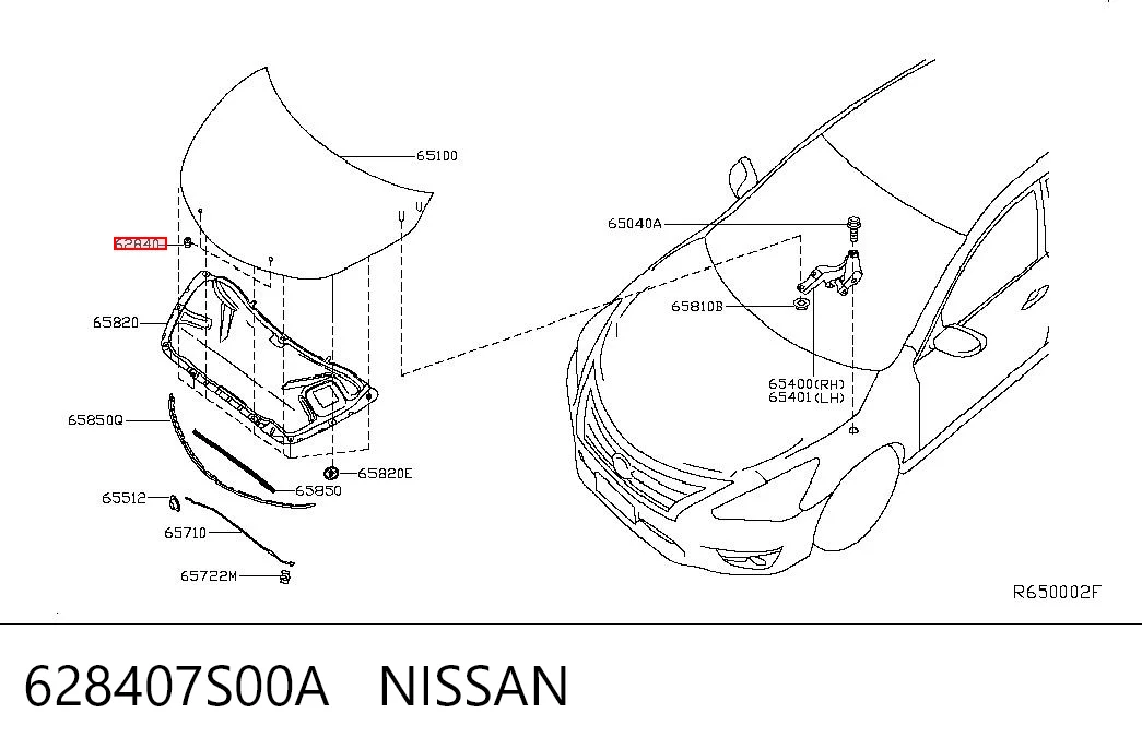 628407S00A Nissan/Infiniti Pára-choque (grade de proteção) da capota
