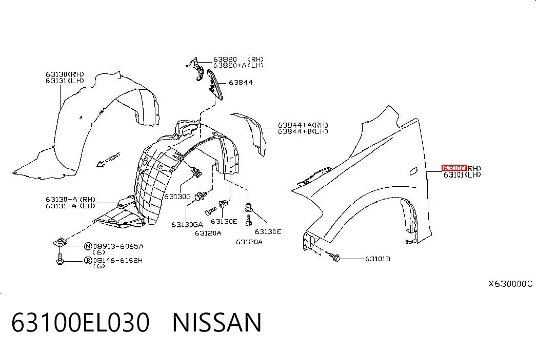 Pára-lama dianteiro direito Nissan Tiida  C11X ao melhor preço