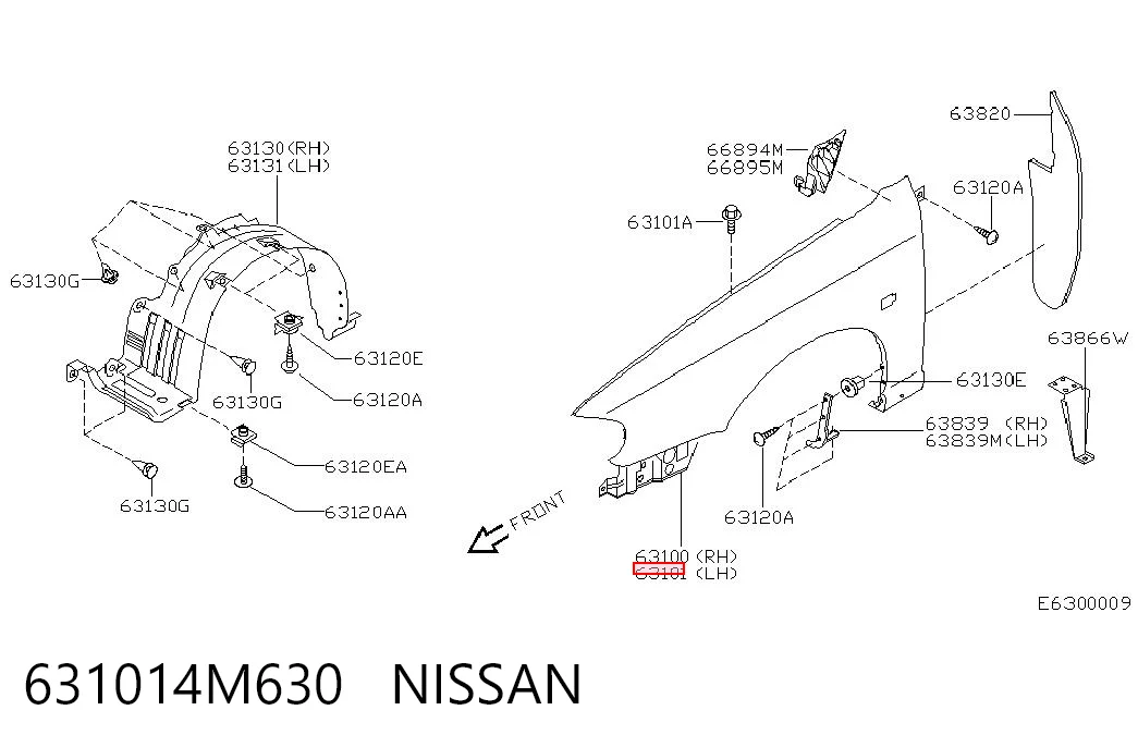 Pára-lama dianteiro esquerdo para Nissan Almera N16
