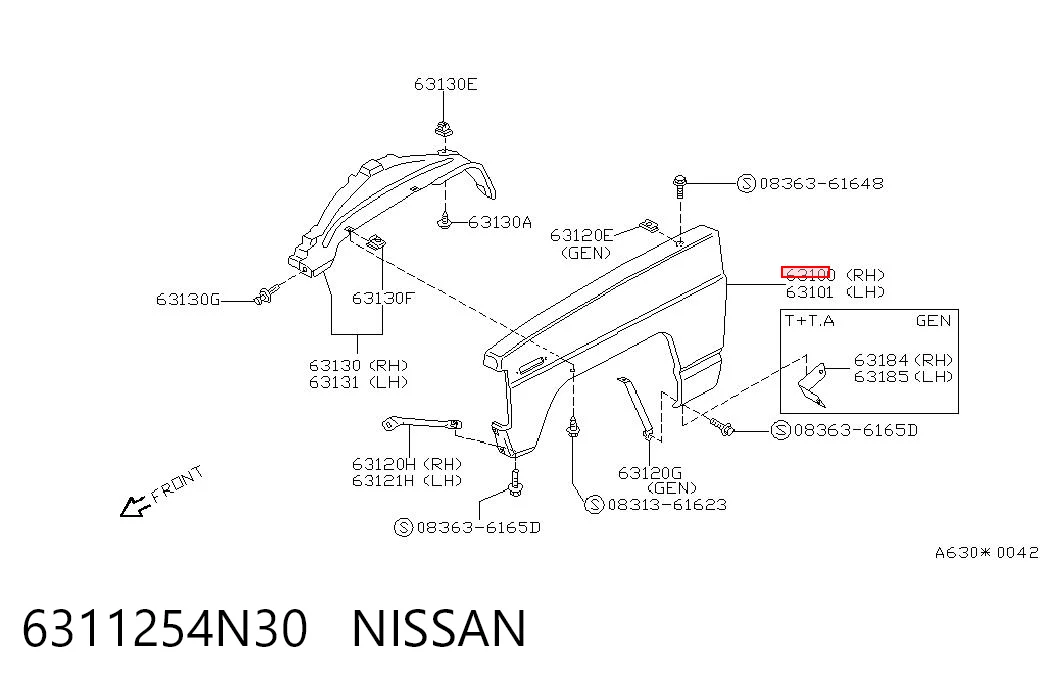 Pára-lama dianteiro direito Nissan Patrol  Y60 ao melhor preço