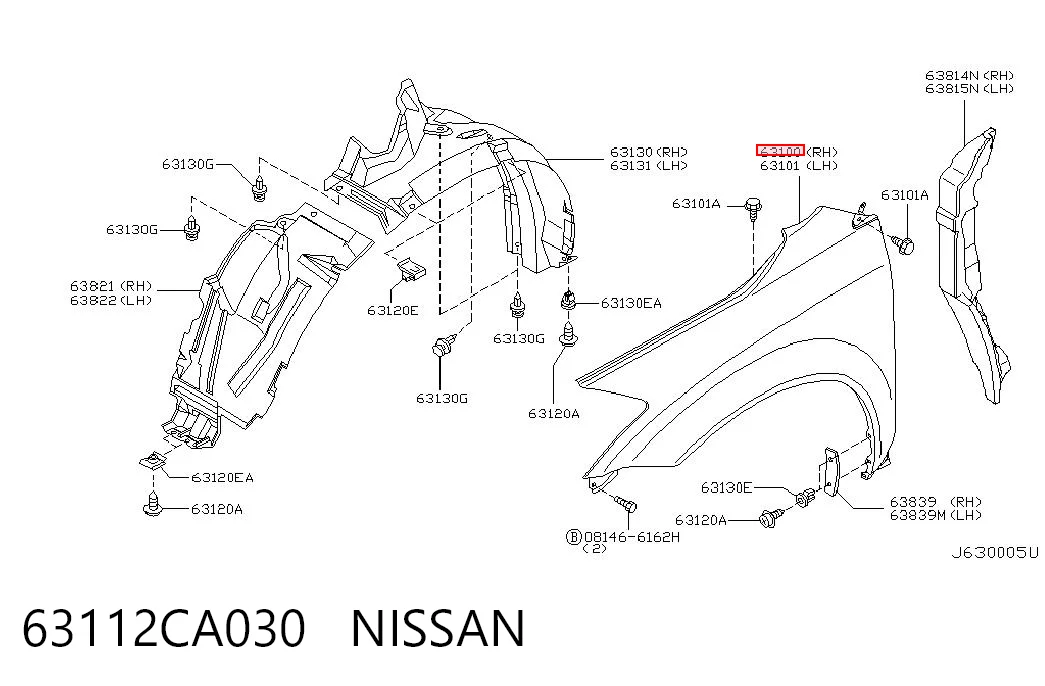Pára-lama dianteiro direito para Nissan Murano  Z50