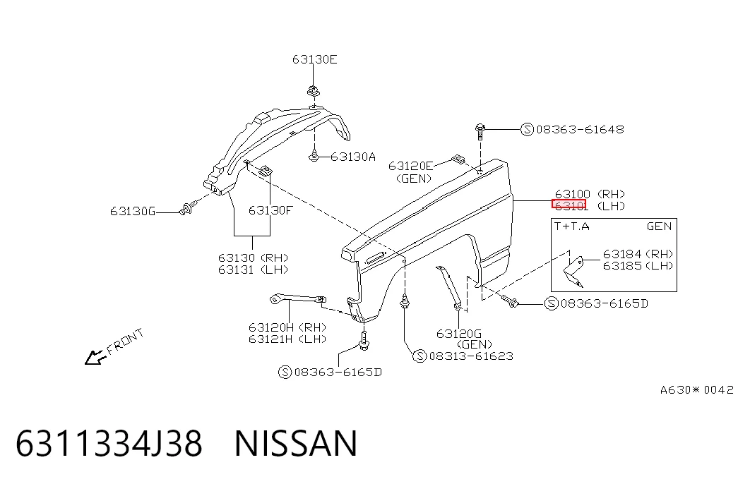 Pára-lama dianteiro esquerdo para Nissan Patrol  Y60