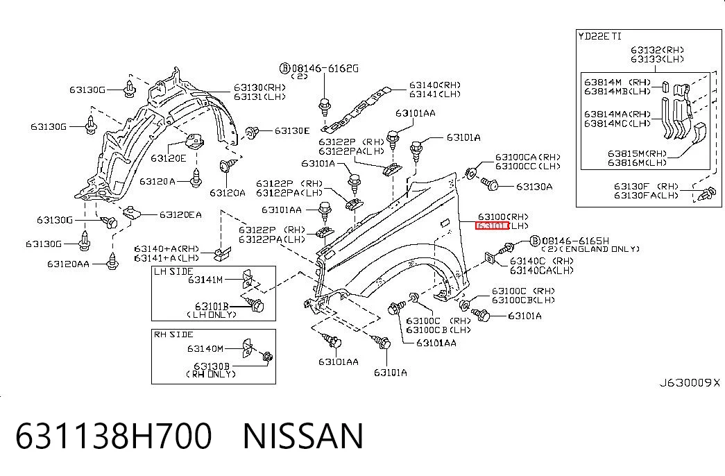 Pára-lama dianteiro esquerdo para Nissan X-Trail T30