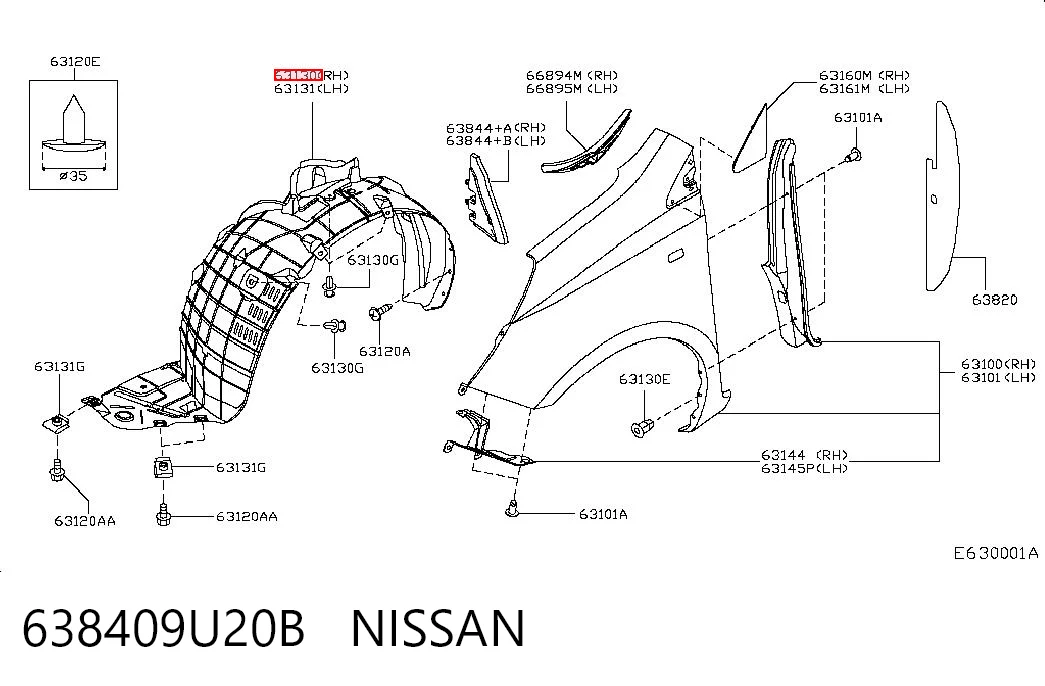 Guarda-barras direito do pára-lama dianteiro Nissan Note preço, a partir de 25,96 USD