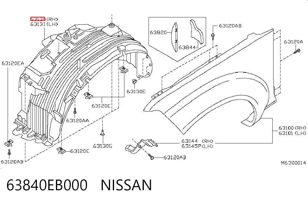 Guarda-barras direito do pára-lama dianteiro Nissan Pathfinder  R51M