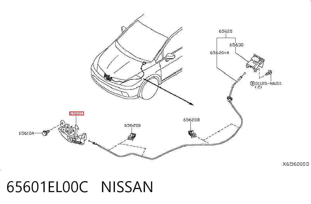 Fecho da capota para Nissan Tiida  C11X