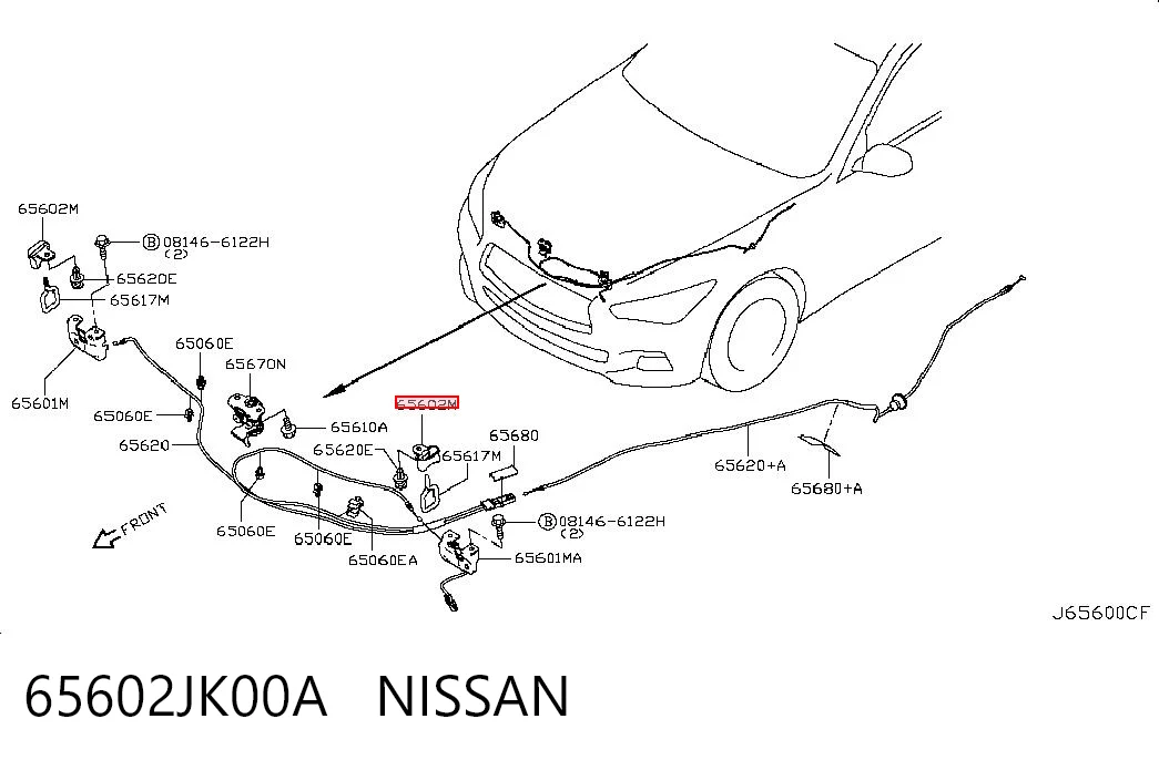 65602JK00A Nissan/Infiniti Consola do fecho da capota
