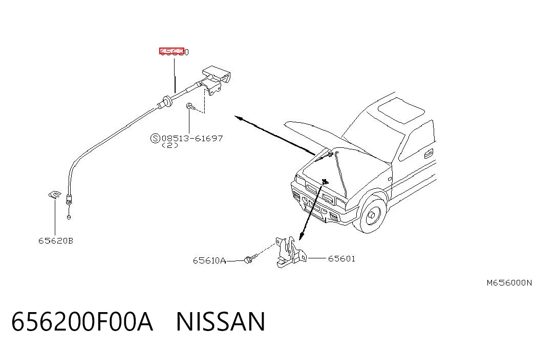 Cabo de abertura da capota Nissan Terrano II R20 ao melhor preço