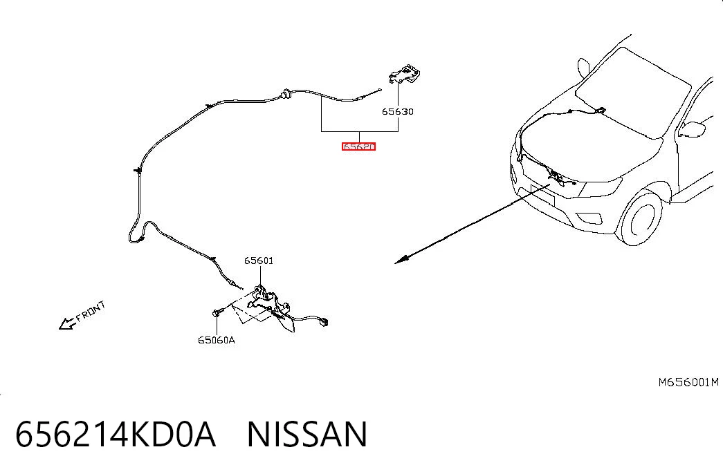 Cabo de abertura da capota Nissan Navara  D23, D23T ao melhor preço